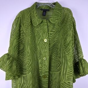 Citiknits Sheer Texture 3/4 Flute Sleeve Top-Sz 2X